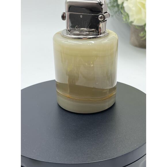 Theron’s Vintage Polished Banded Agate Onyx Chrome Table Lighter Double Claw - Picture 12 of 12